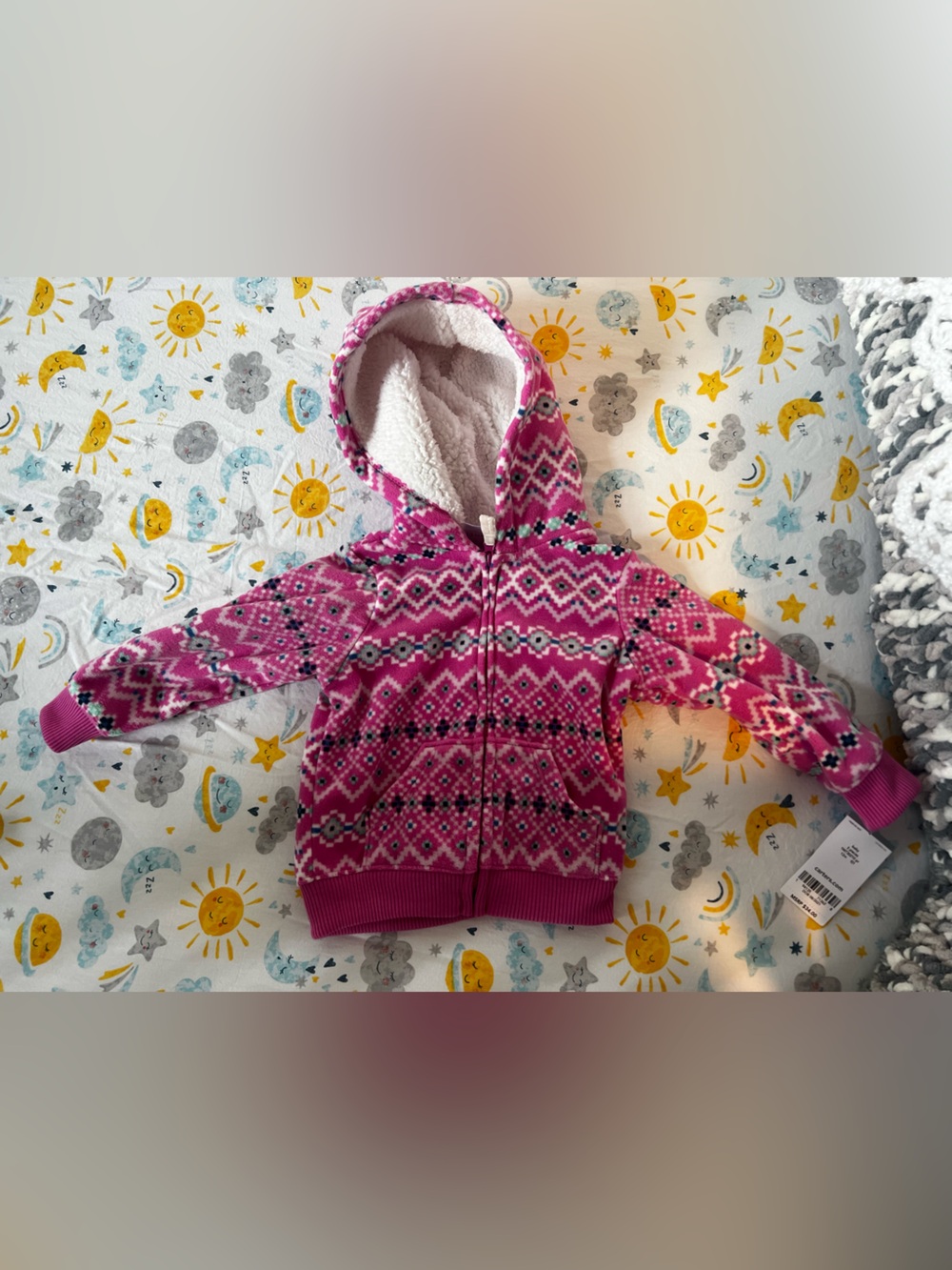 Carter's Pink Fair Isle Sherpa Hooded Jacket